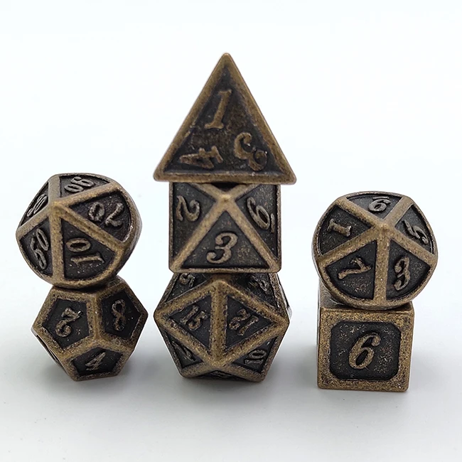 
10 Sided Retro Gold Color Mini Metal Red High- class Dice Set 10mm Custom Polyhedral Game Dice 