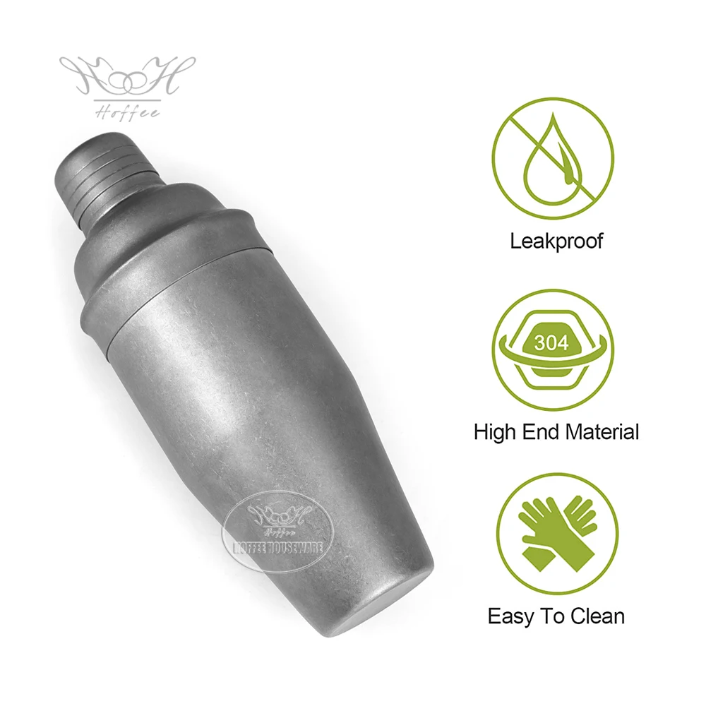 Vintage Finish 24oz 700ml Heavy Duty 3 Piece Cocktail Shaker Set Stainless Steel Strainer Metal Wine Mixer Bar Shaker