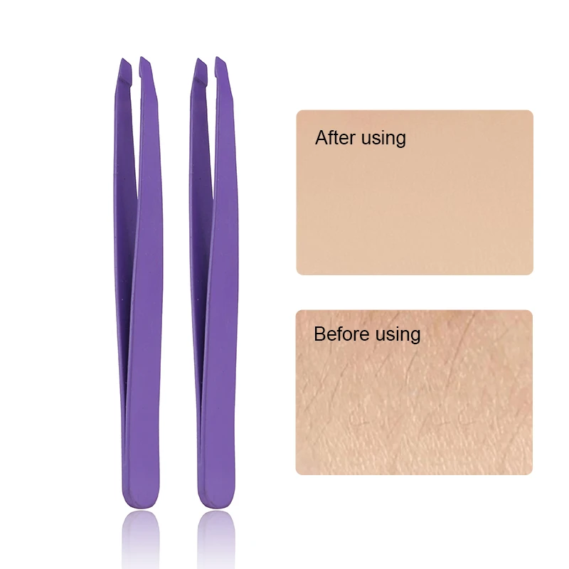 Wholesale Customized Slant Design Anti-static Hair Removal Lash Eyebrow Tweezers Beauty stainless Steel Eyebrow Trimmer Clip