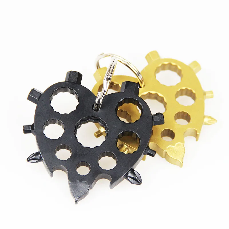 Подарок для влюбленных, 20 в 1, многофункциональный инструмент из нержавеющей стали в форме снежинки в форме сердца, инструмент для ремонта, ключ, отвертка, открытие бутылки