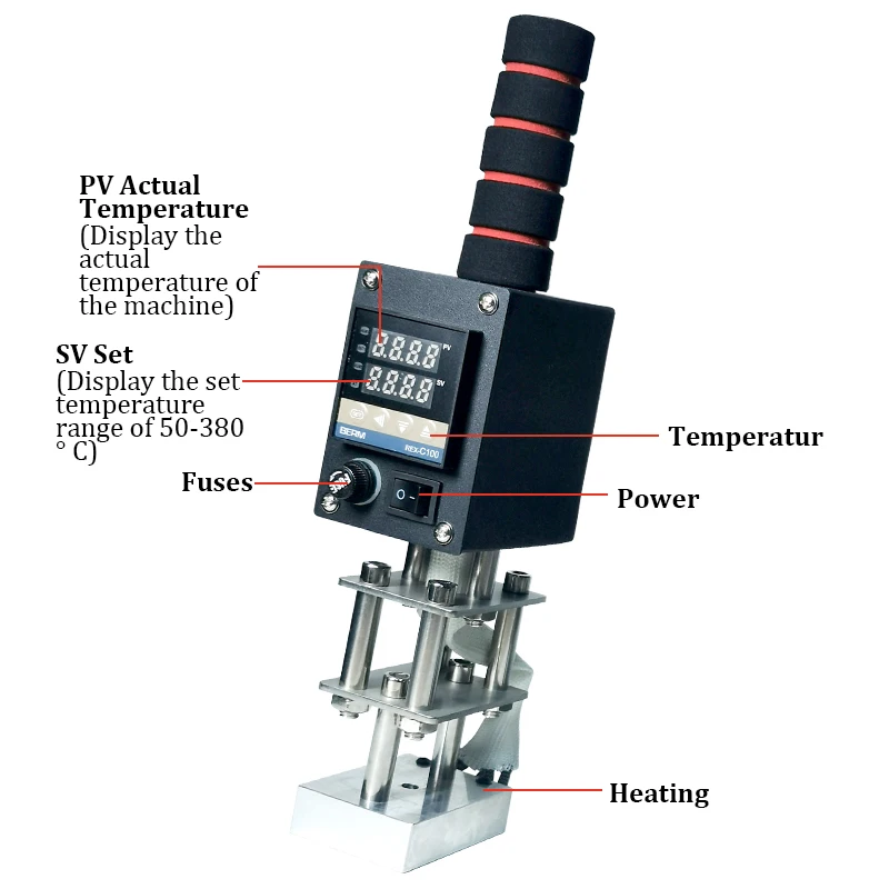 Customized Text Logo Hot Stamping Machine Handheld Iron Logo Stamped Coconut Leather Heat Seal Stamp