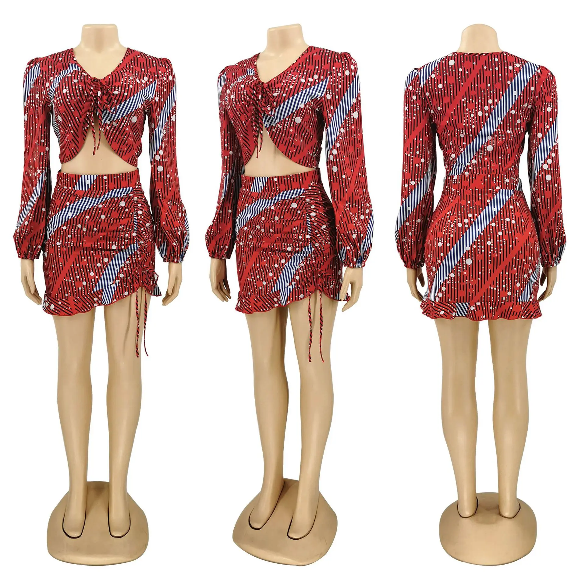 hot selling Women Clothing Korean Two Piece Girls Family Sets Cardigan 2 Polynesian Dress Set