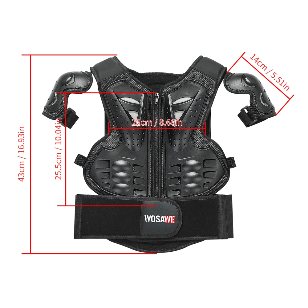 WOSAWE Kids Motorcycle Armor Protective Gear Child Body Chest Spine Protector Cycling skating protection Jacket
