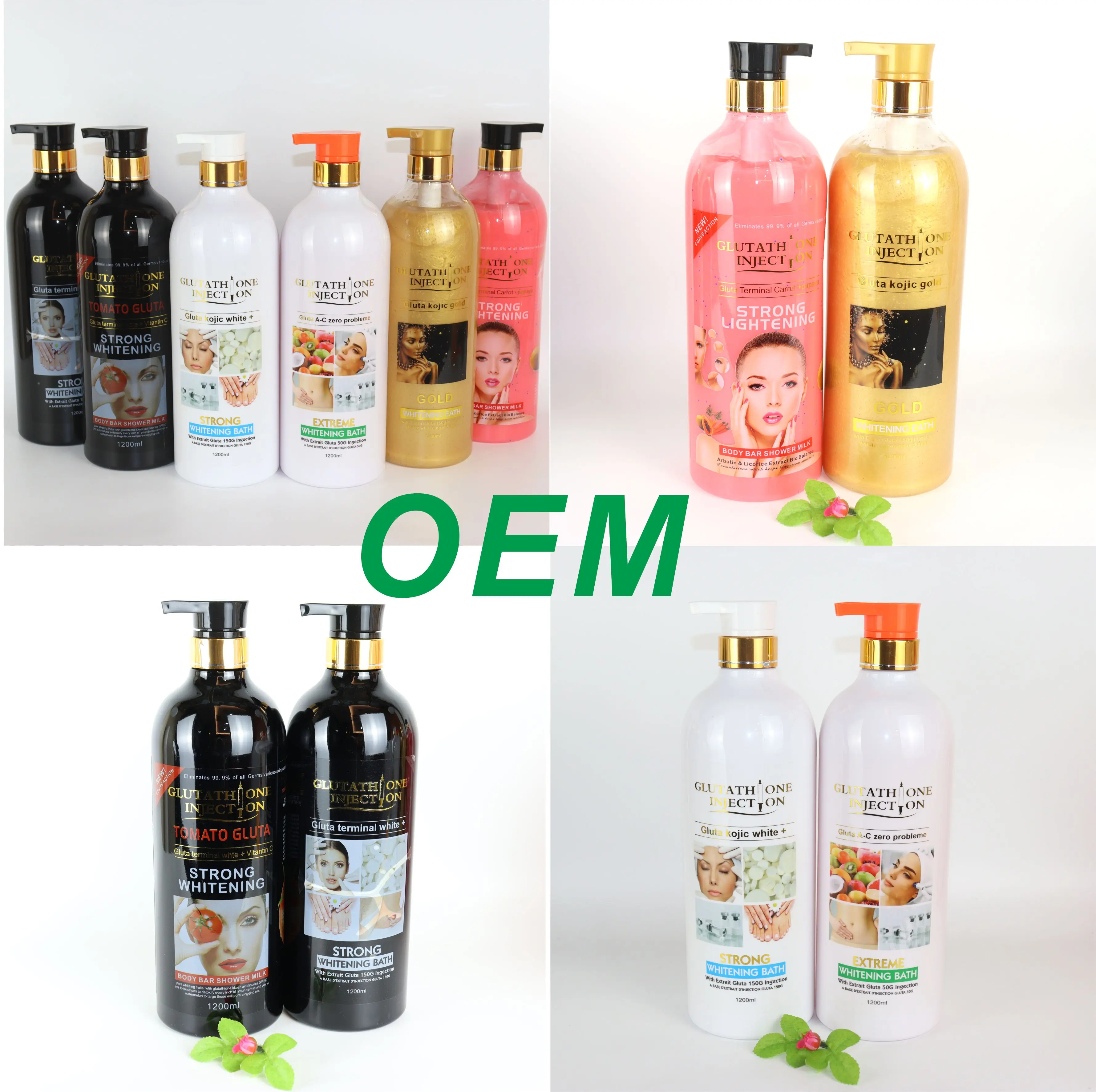 Oem Private Label Luxury Skin Care Perfumed Shower Gel Lightening Gluta Injection Kojic Organic Strong Whitening Bath Body Wash