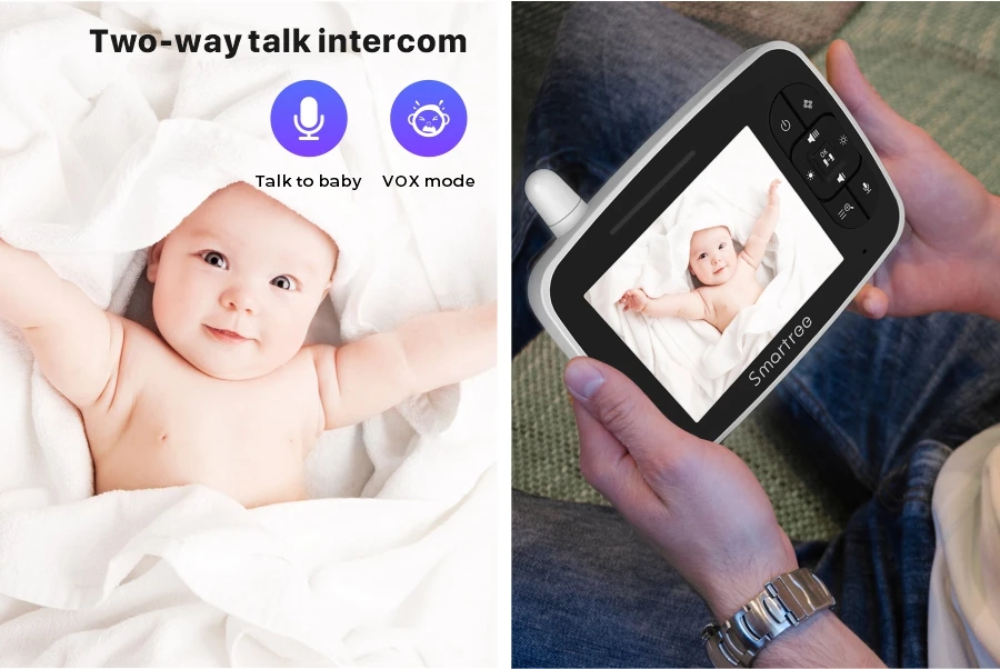 Smartree Monitor Baby Upgraded Smart 3.5Inch FHD Kids Phone Alarm Setting Baby Monitor for  Nursery