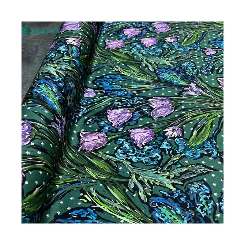 Wholesale floral printed 100% silk twill fabric dress fabric for silk satin dress styles silk fabrics textiles