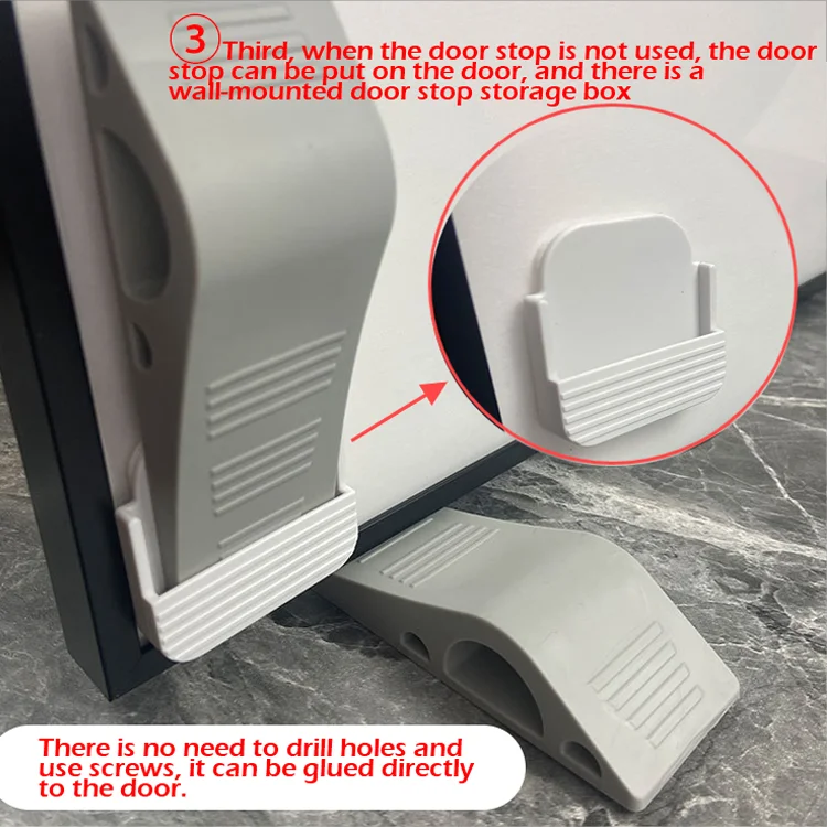 Fast Delivery Doorstops Heavy Duty Tpr Door Stoppers Wedge Security Door Stops With Wall-mounted Holder Works On All Floor Types