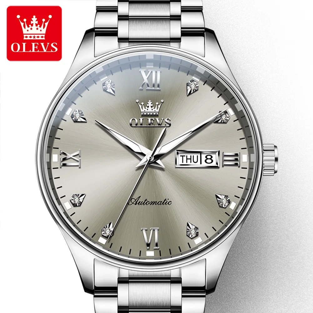 OLEVS 9955  luxury Stainless Steel Band Mechanical Watches Luminous  Automatic Watches Men Montre