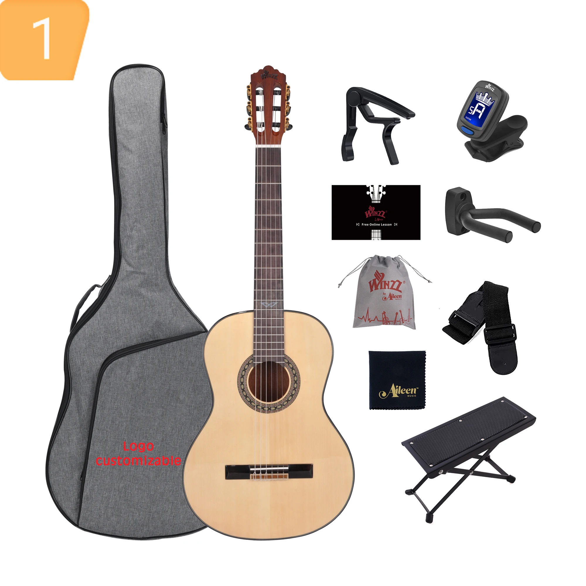 Однотонный клен сзади/сбоку дешевые OEM оптовая продажа 4/4 ручной работы еловые гитары акустические (ACG318) Классические