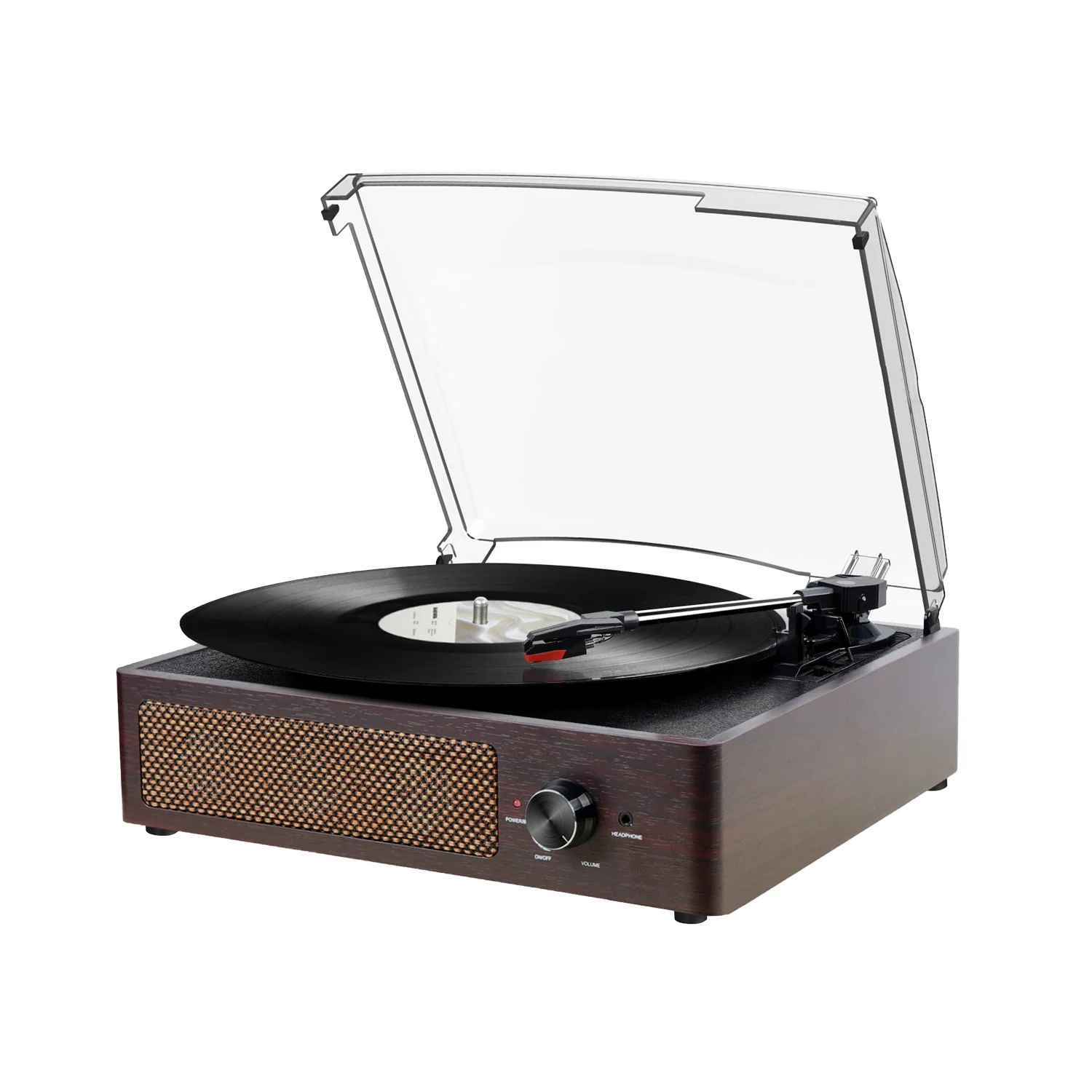 high quality 3 speed phonograph Multifunctional wooden  retro turntable vinyl record player with stereo speakers