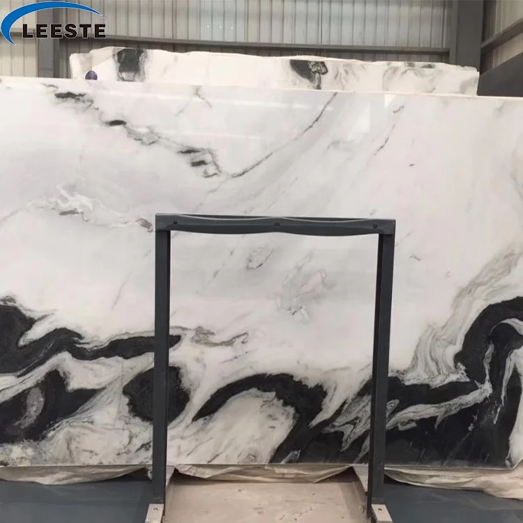 China quarry Custom Cutting Stone wall and floor with black vein tile nature panda white marble slab
