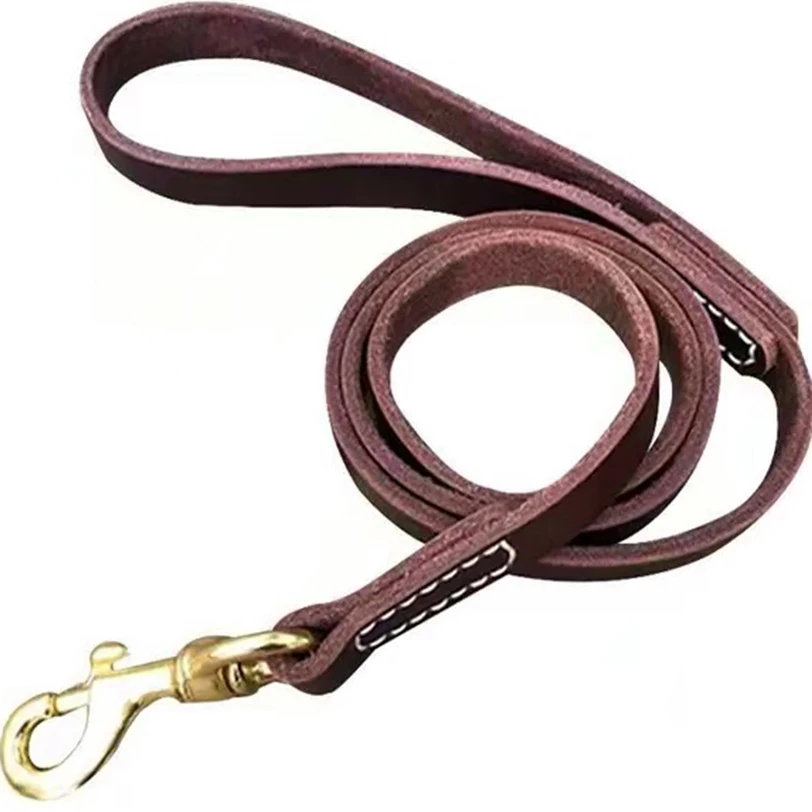 Leather dog chain German dog racing rope leash leather rope imported oil leather dog traction rope