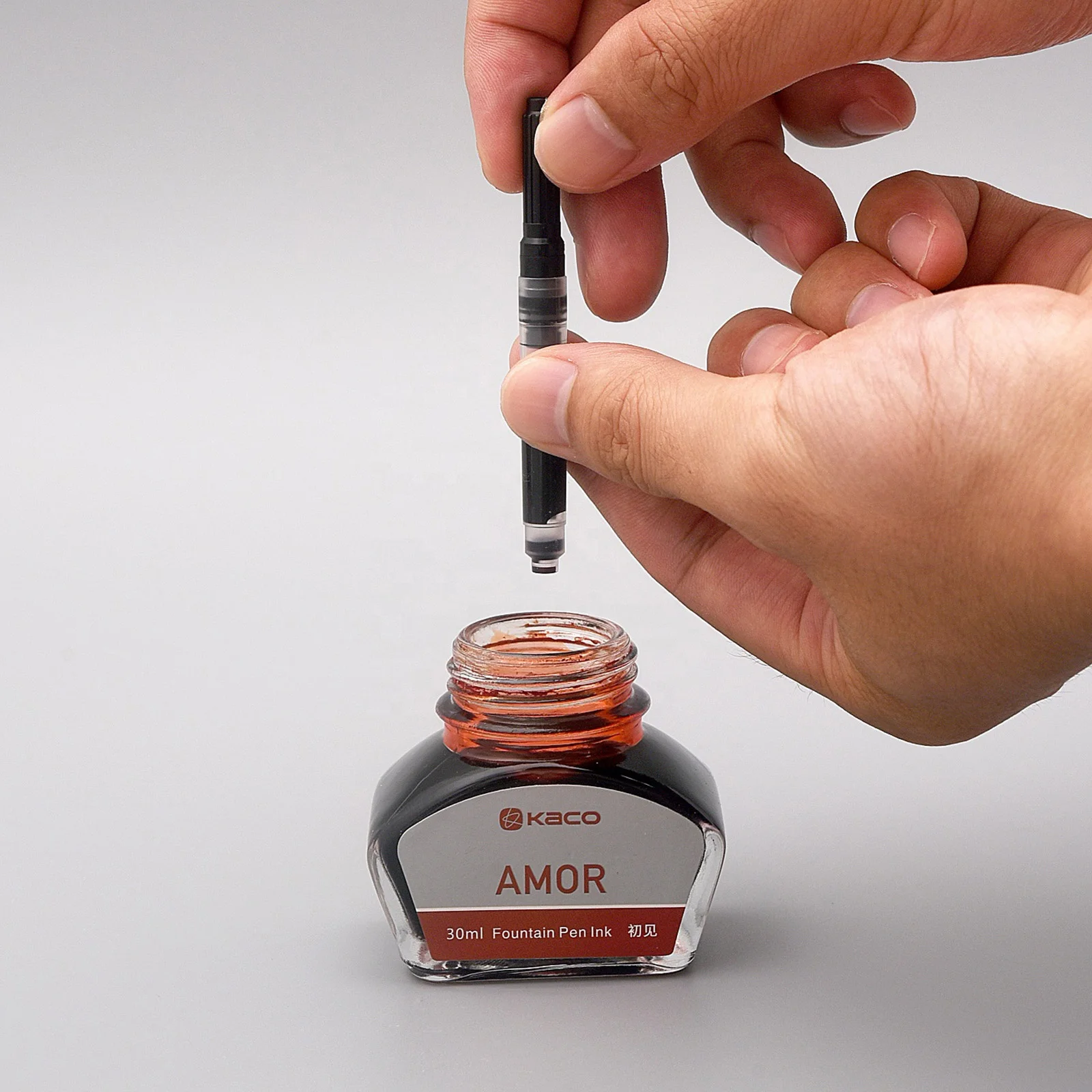 KACO EDGE Fountain Pen, Fine Nib with 2 Large Capacity Black Ink Cartridges in Gift Box with Converter Set Black Barrel