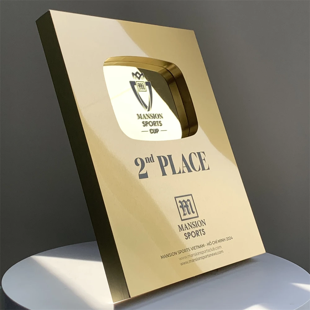 Aluminum Alloy Plaque Customized Logo Youtube Play Button Award Crystal Trophy Acrylic Awards Business Company Events Gifts