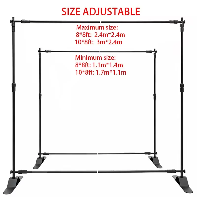 Telescopic Pole Iron Stand  8*8 ft Or 8*10 ft  Backdrop Stand Adjustable Zise Banner Stand Decoration Trade Show