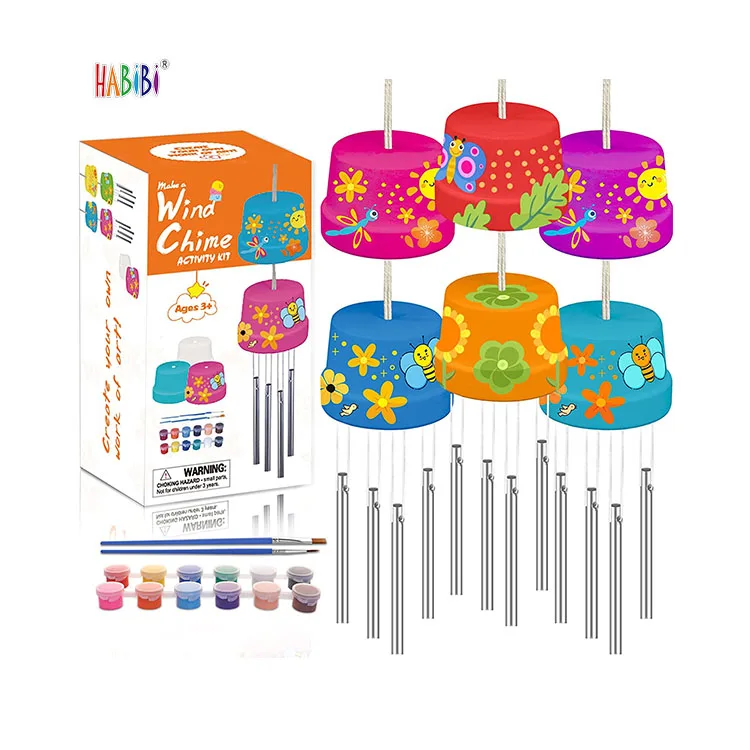 Puzzle painting filled outdoor wind chimes D2 Packs Arts Crafts Construct Paint Wind Powered Musical Chime DIY Gift Wind Chime