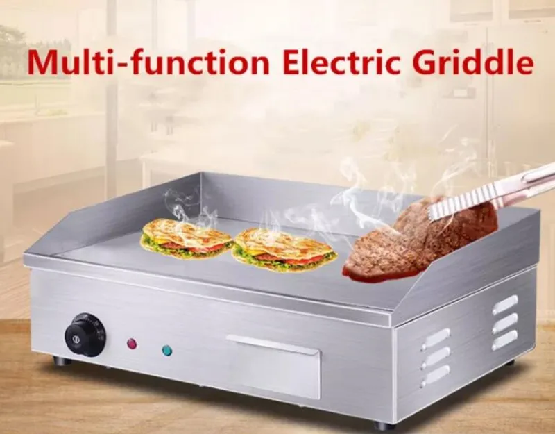 Полуплоская рифленая электрическая машина для бургеров Grace Kitchen из нержавеющей стали