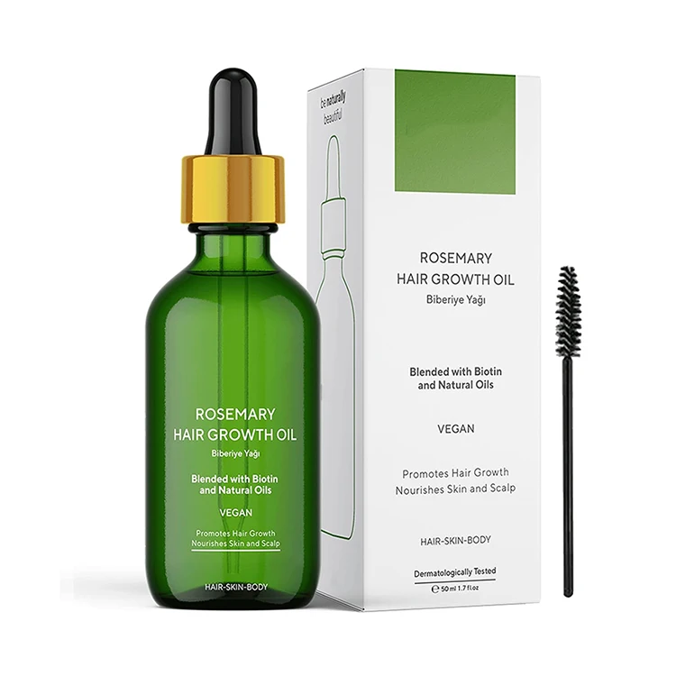 Private Label 100% Natural Organic Rosemary Castor Almond Oil Men Women Scalp Care Serum Hair Treatment Growth Oil