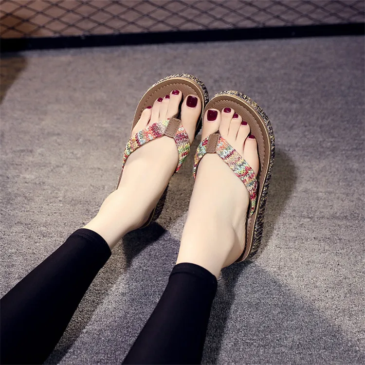 Comfortable Cheap Wholesale Wedge Heel Flip Flop Women Summer Flip Flops Flip-Flops Slippers Shoes