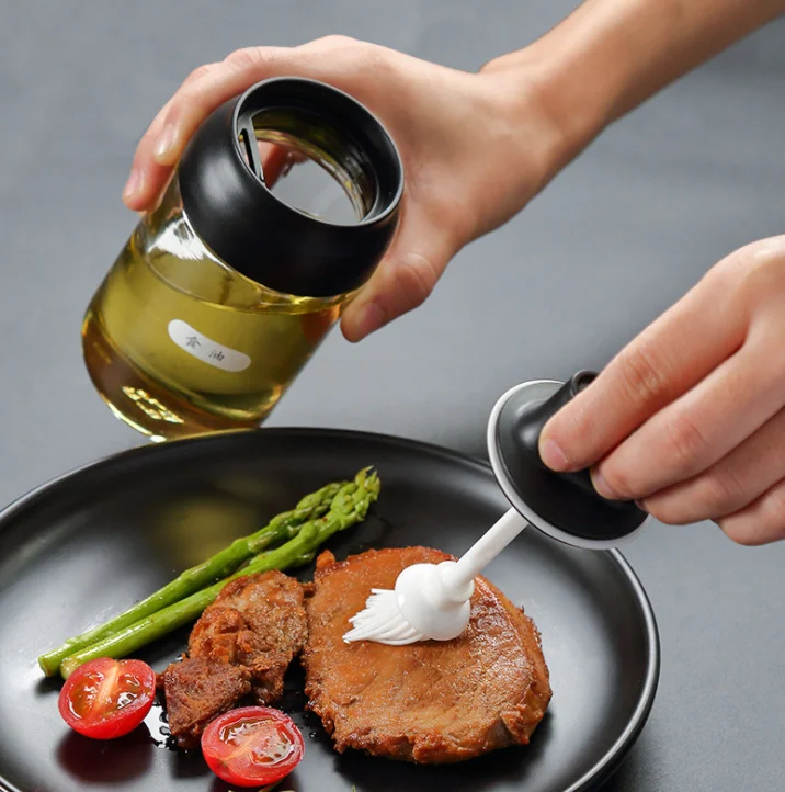 250ml Food storage butter peanut condiments basting brush glass bottle Salt shaker chili pepper set of cruet muddler honey use
