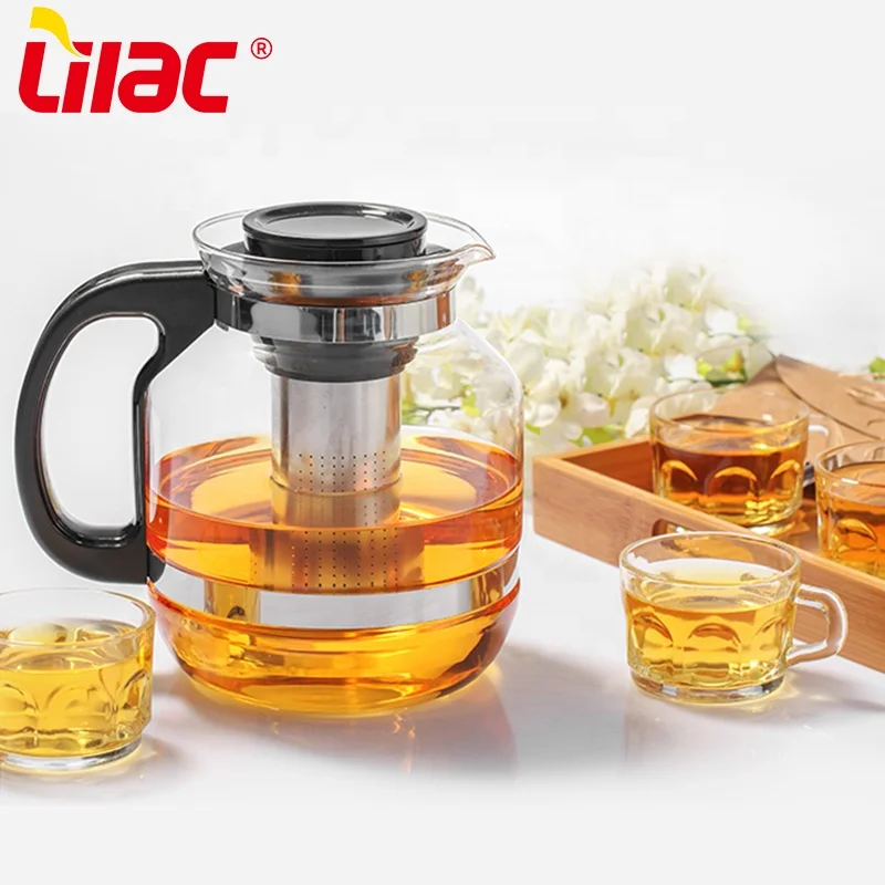 Lilac BSCI SGS LFGB 2600 мл 2200 1800 стеклянный чайник для Чая Поставщик 1 8 л 2 литр дома