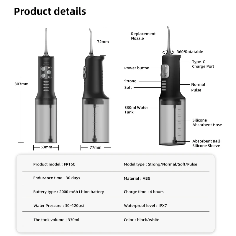 330ML Tank Mouth Wash Machine Portable Water Flosser Teeth Cleaning Water Dental Flosser Irrigator Dental