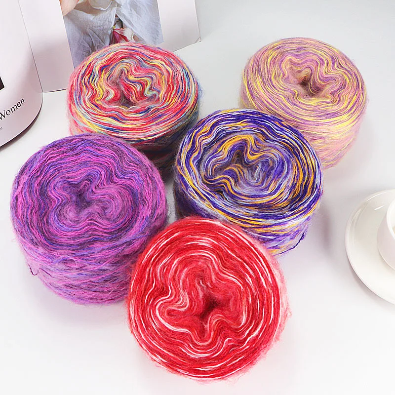 Футболка иглы бренд ручного вязания детские мягкие самые разные цвета акриловой шерсти Хлопковое платье с радугой и смешанная многослойная пряжа для вязания крючком