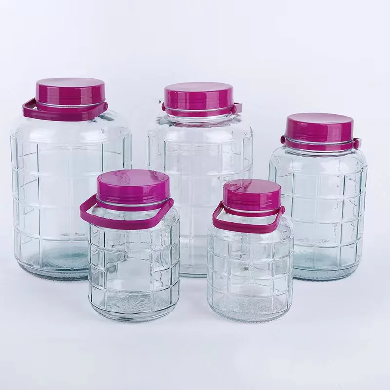 1L 2L 3L 5L 10L 12L 16L 20L  Glass Large Fermenting  Pickles Jug With Handle And Lid Water Bottle  For Juice Milk W