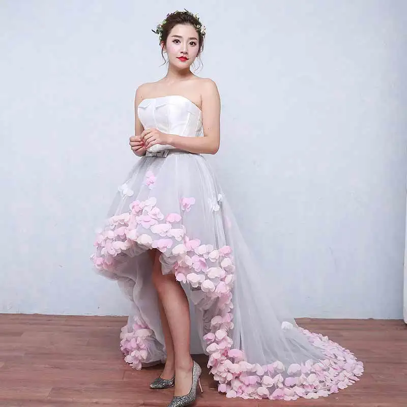 2020 Hot Sale   Romantic Handmade Petals Dress Short or Tail Bride wedding dress