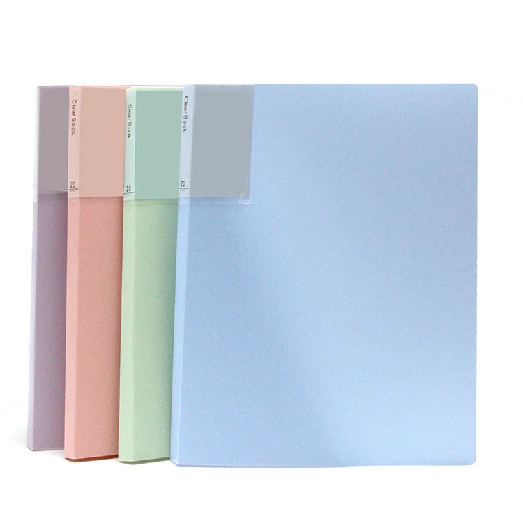 A4 Information Book PP File Folder 10 Pockets Transparent Anti-static Clear Book Morandi For Contract Test Paper