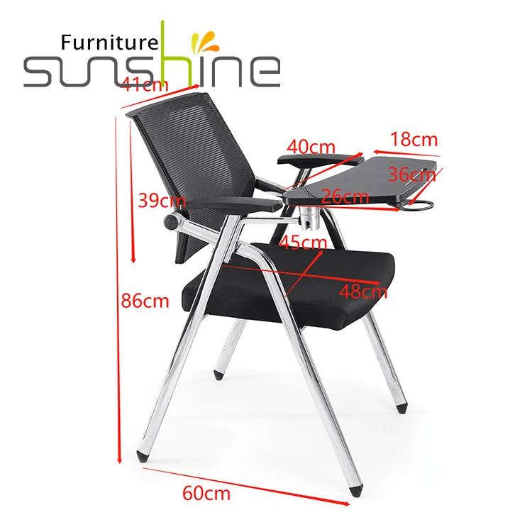 Office School Project Foldable Training Chair With Tablet Conference Chair With Wheels