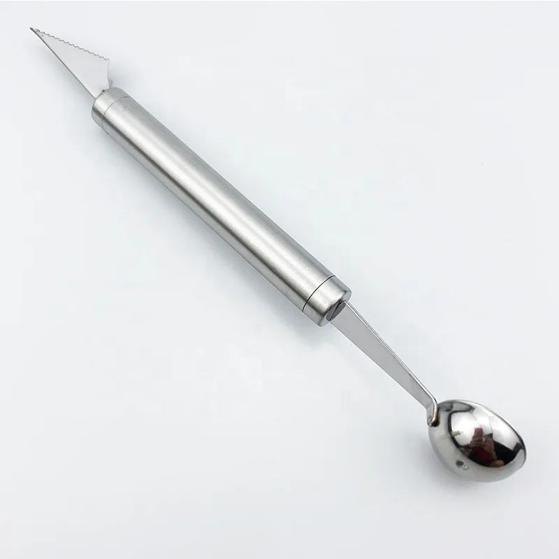 
Stainless Steel Fruit Corrugated Carving Knife Double Head Fruit Excavator Fruit Digging Spoon 