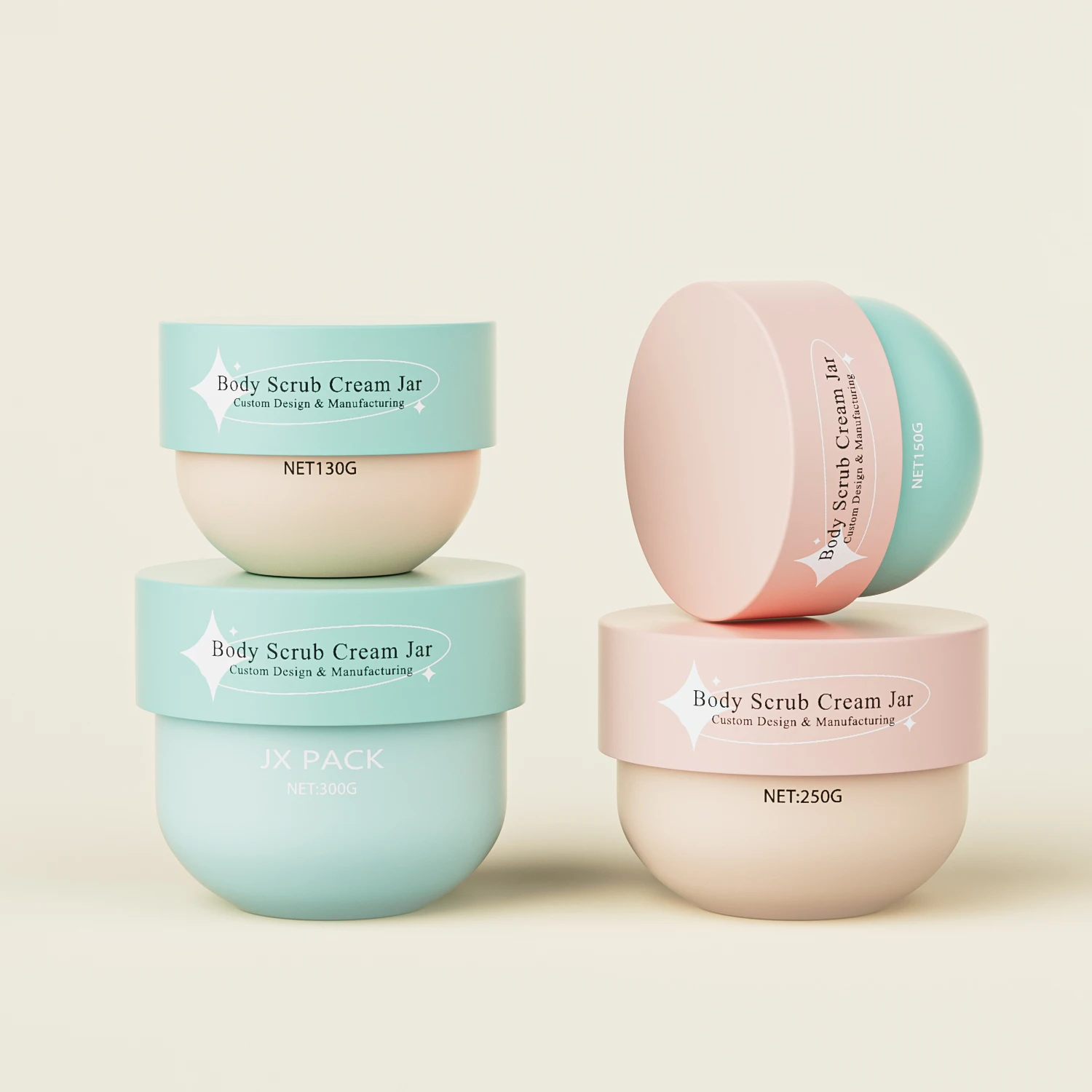 Luxury cosmetic 130ml 150ml 250ml 300ml body scrub container hair mask jar empty bowl shape containers with lids cosmetic