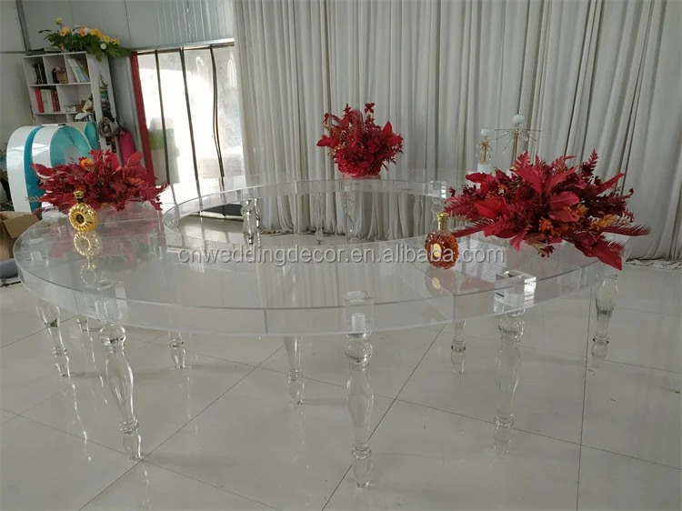 Factory Direct Furniture Living Room Hotel Transparent Acrylic Table Round Clear Banquet Table For Wedding Decoration Props