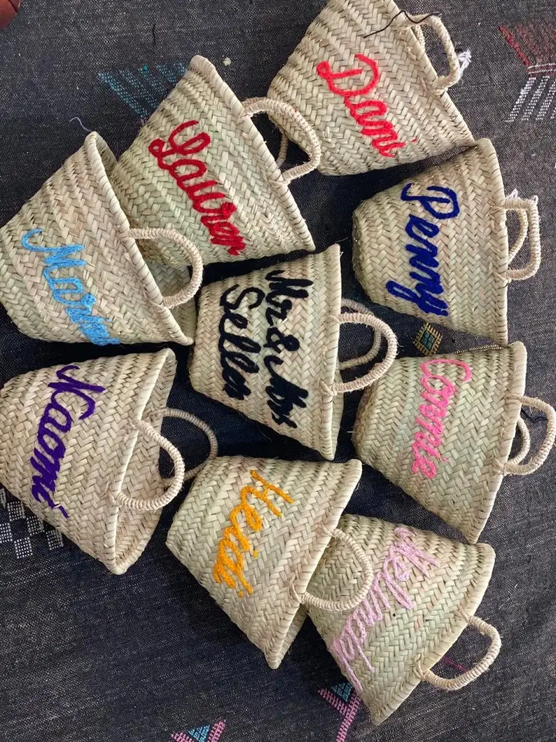 Personalized Bridal Party wedding Bridesmaid Gifts Beach straw monogrammed bag