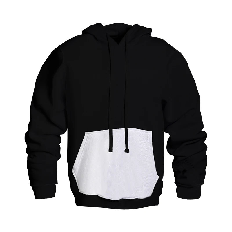Black Hoodie With White Pocket for Sublimation
