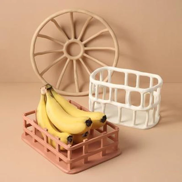 Nordic Ins Creative Style Morandi Fruit Plate Hollow Storage Resin Crafts Home Decor