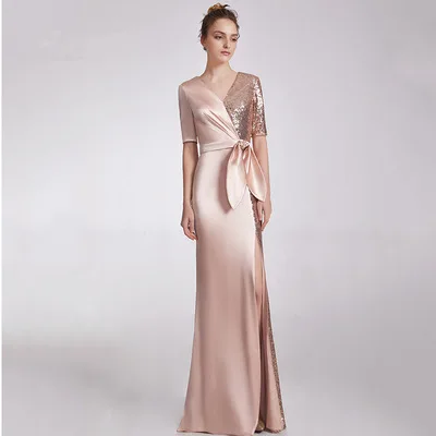 Banquet Host Long Temperament Sequin Mother of the Bride Opening Ceremony Clothing Evening Dress