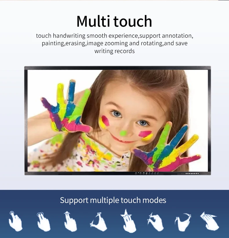 Dual System Function 75 Inch Touch Screen Interactive White Board Digital Whiteboard For Education Conference