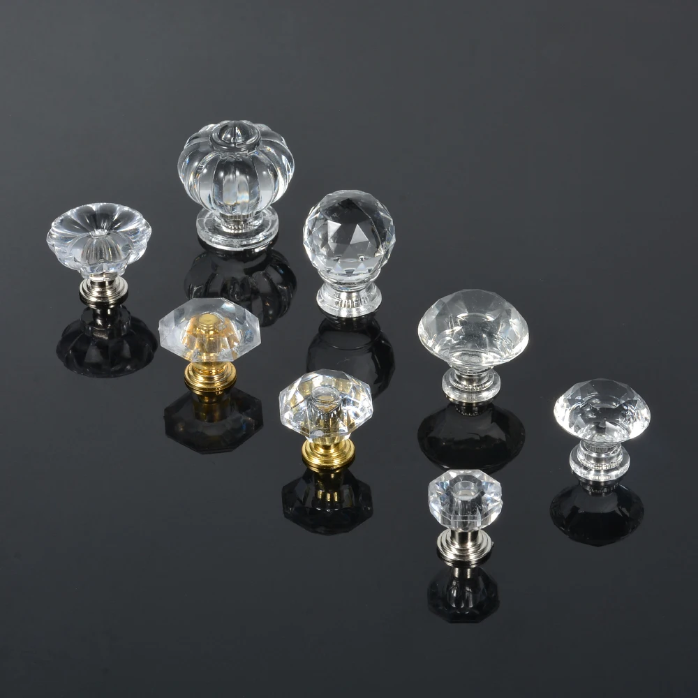 Welltop VT-01.162 Interior Door Handle Knobs Cheaper Crystal Acrylic Drawer Door Zinc Alloy Material for Cabinets Wardrobes