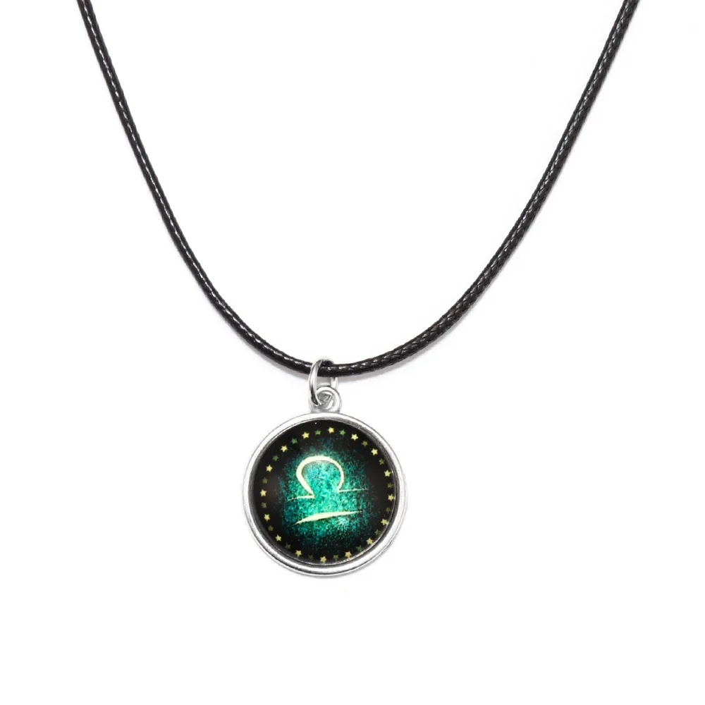 Twelve constellations luminous necklace personalized glass buckle long pendant necklace fluorescent  necklace