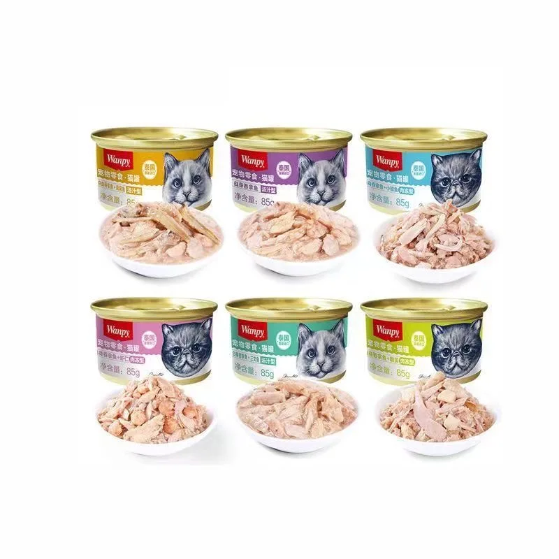 Wanpy Pet Snack Cat can with 6 flavors (Soup type/Meat jelly type) 85g/can