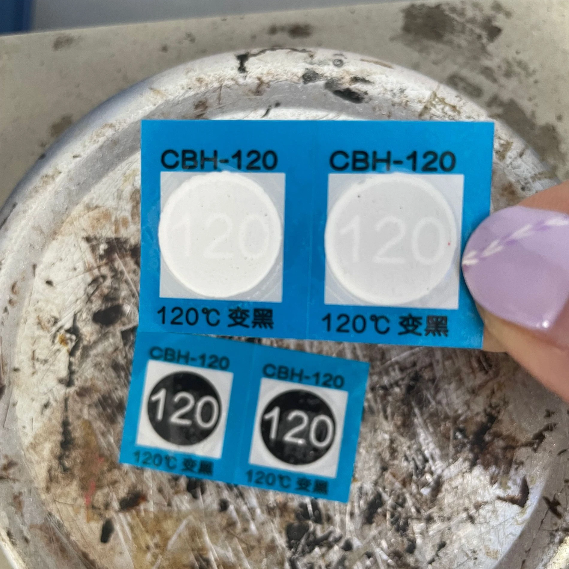 Overtemperature warning sticker,120 degree Single grid thermal test paper, 120 Sealed temperature paper