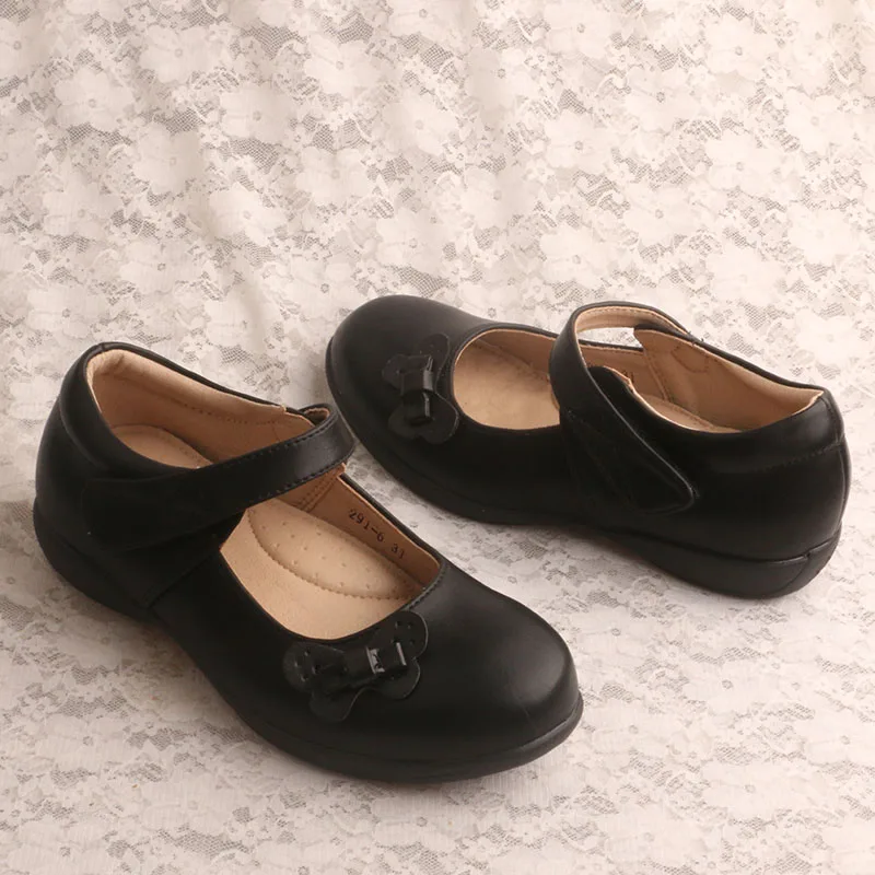 Customized Black Girls Uniform Shoes