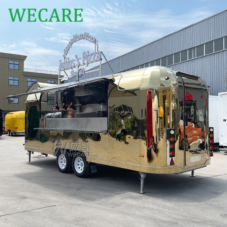 Wecare Airstream Foodtruck Mobile Kitchen Hot Dog Pizza Fast Food Catering Trailer Fully Equipped Food Truck Hotdog Cart