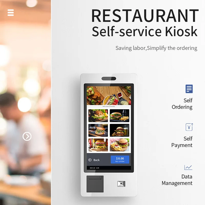 Double sided kiosk customized 23.6 27 32 inch capacitive touch screen payment terminal self ordering android kiosk