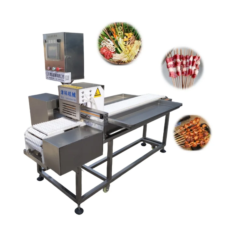 Commercial Automatic Meat Pork Beef Mutton Wear String Machine / BBQ Meat Skewer Machine / Shish Satay Kebab Machine