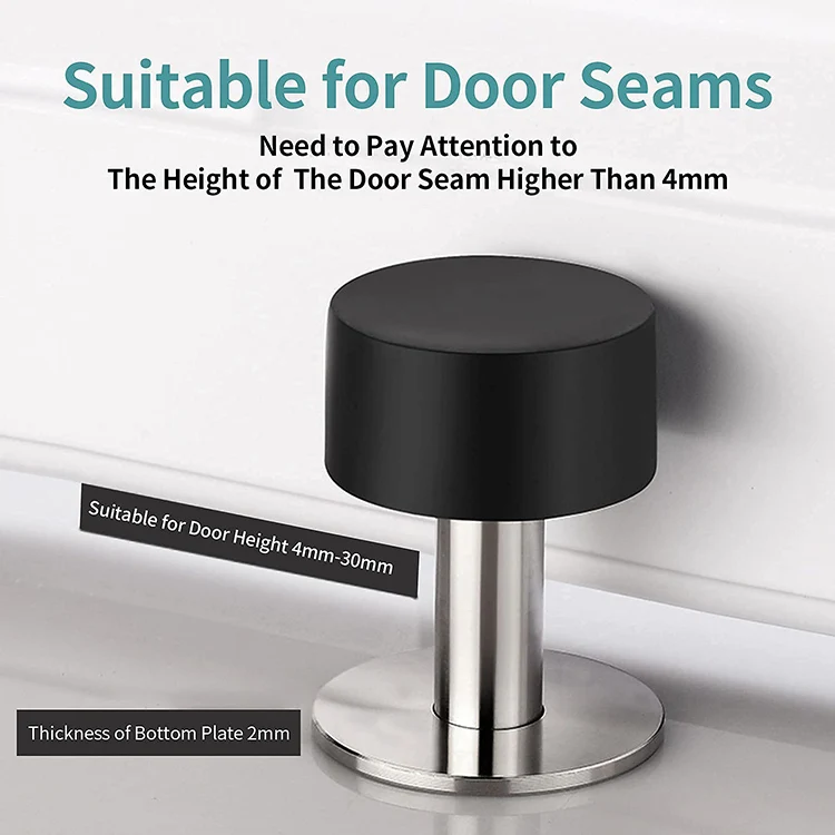 Hotel Bathroom Small Door Stop Stainless Steel Brushed Nickel with Rubber Head Wall Protector Glass Door Stoppers