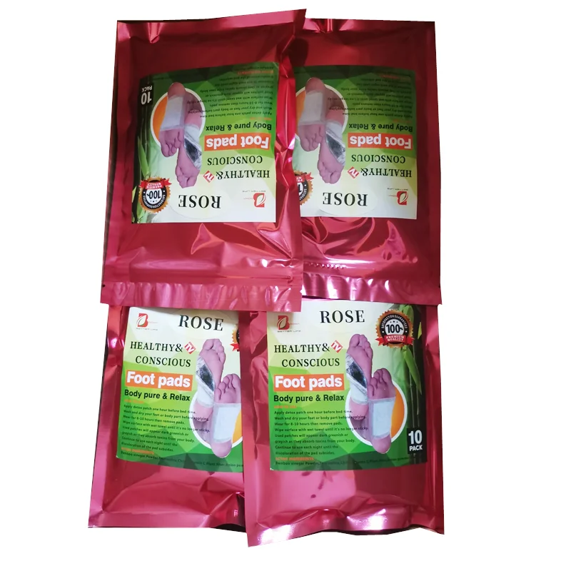 Color Bag Foot Patch 10PCS With Your Logo 100% Natural Herbal Bamboo Vinegar Lavender Rose Green-tea Mint Ginger Foot Detox Pads