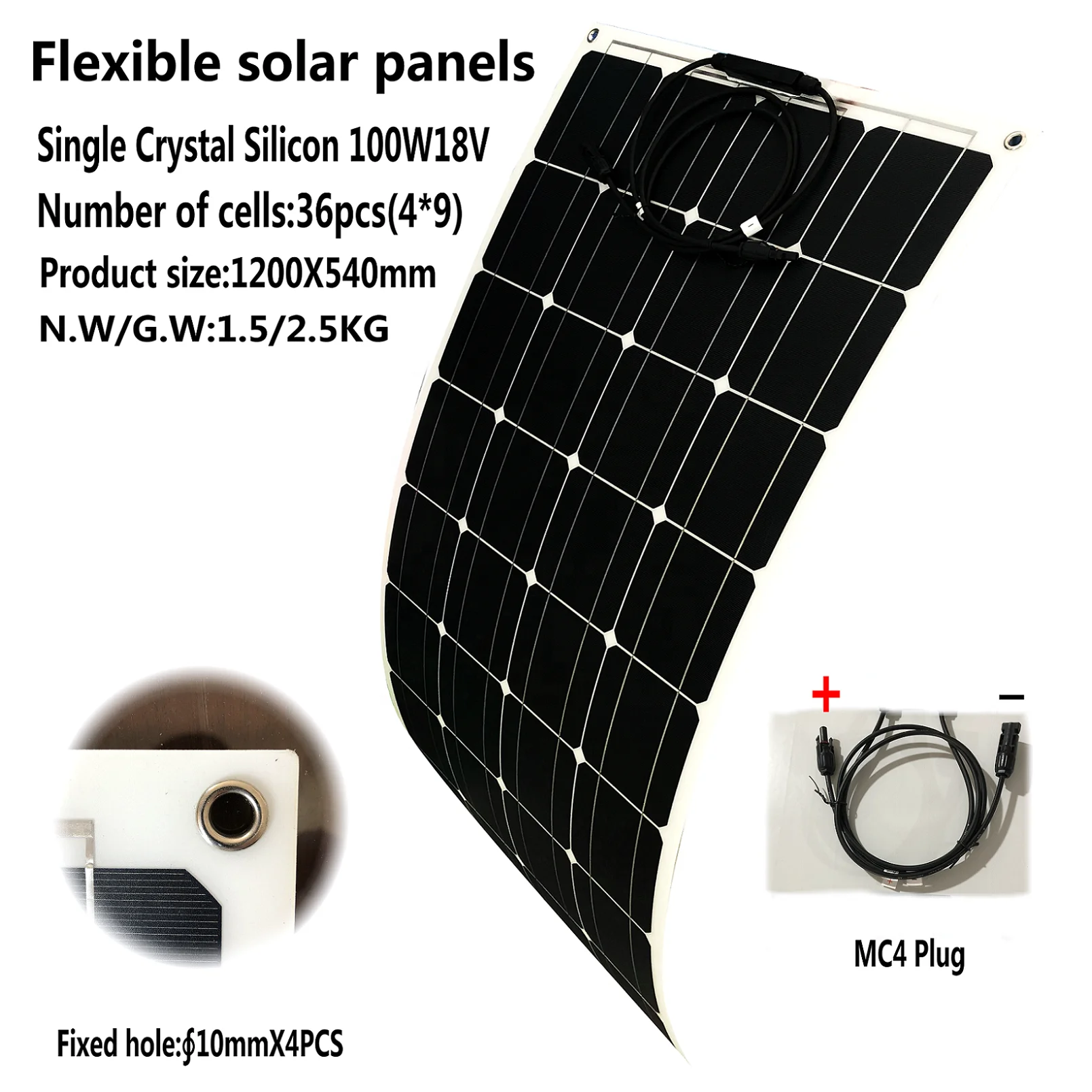 High performance monocrystalline Silicon flexible 100w 120w solar panel 12V solar module vehicles and ships factory for sale